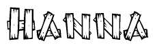 The image contains the name Hanna written in a decorative, stylized font with a hand-drawn appearance. The lines are made up of what appears to be planks of wood, which are nailed together