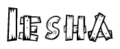 The clipart image shows the name Iesha stylized to look like it is constructed out of separate wooden planks or boards, with each letter having wood grain and plank-like details.