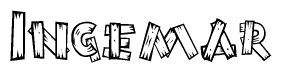 The clipart image shows the name Ingemar stylized to look like it is constructed out of separate wooden planks or boards, with each letter having wood grain and plank-like details.