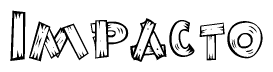 The clipart image shows the name Impacto stylized to look as if it has been constructed out of wooden planks or logs. Each letter is designed to resemble pieces of wood.