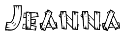 The clipart image shows the name Jeanna stylized to look as if it has been constructed out of wooden planks or logs. Each letter is designed to resemble pieces of wood.