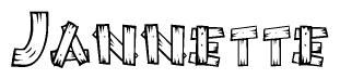 The clipart image shows the name Jannette stylized to look like it is constructed out of separate wooden planks or boards, with each letter having wood grain and plank-like details.