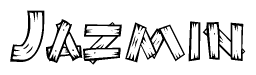 The clipart image shows the name Jazmin stylized to look like it is constructed out of separate wooden planks or boards, with each letter having wood grain and plank-like details.