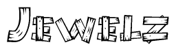 The clipart image shows the name Jewelz stylized to look like it is constructed out of separate wooden planks or boards, with each letter having wood grain and plank-like details.
