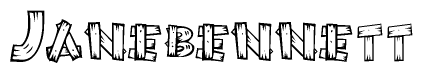 The image contains the name Janebennett written in a decorative, stylized font with a hand-drawn appearance. The lines are made up of what appears to be planks of wood, which are nailed together