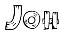 The clipart image shows the name Joh stylized to look like it is constructed out of separate wooden planks or boards, with each letter having wood grain and plank-like details.