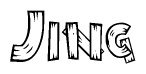 The clipart image shows the name Jing stylized to look like it is constructed out of separate wooden planks or boards, with each letter having wood grain and plank-like details.
