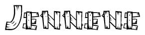 The image contains the name Jennene written in a decorative, stylized font with a hand-drawn appearance. The lines are made up of what appears to be planks of wood, which are nailed together