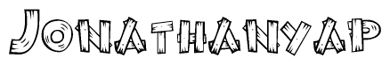 The clipart image shows the name Jonathanyap stylized to look as if it has been constructed out of wooden planks or logs. Each letter is designed to resemble pieces of wood.
