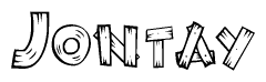 The image contains the name Jontay written in a decorative, stylized font with a hand-drawn appearance. The lines are made up of what appears to be planks of wood, which are nailed together
