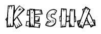 The image contains the name Kesha written in a decorative, stylized font with a hand-drawn appearance. The lines are made up of what appears to be planks of wood, which are nailed together