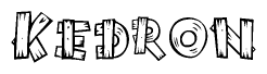 The image contains the name Kedron written in a decorative, stylized font with a hand-drawn appearance. The lines are made up of what appears to be planks of wood, which are nailed together