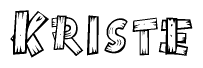 The clipart image shows the name Kriste stylized to look as if it has been constructed out of wooden planks or logs. Each letter is designed to resemble pieces of wood.