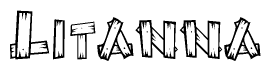 The clipart image shows the name Litanna stylized to look like it is constructed out of separate wooden planks or boards, with each letter having wood grain and plank-like details.