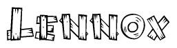 The image contains the name Lennox written in a decorative, stylized font with a hand-drawn appearance. The lines are made up of what appears to be planks of wood, which are nailed together