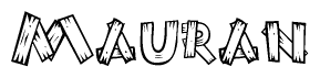 The image contains the name Mauran written in a decorative, stylized font with a hand-drawn appearance. The lines are made up of what appears to be planks of wood, which are nailed together