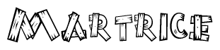 The image contains the name Martrice written in a decorative, stylized font with a hand-drawn appearance. The lines are made up of what appears to be planks of wood, which are nailed together