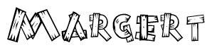 The image contains the name Margert written in a decorative, stylized font with a hand-drawn appearance. The lines are made up of what appears to be planks of wood, which are nailed together
