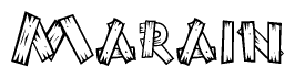 The clipart image shows the name Marain stylized to look like it is constructed out of separate wooden planks or boards, with each letter having wood grain and plank-like details.