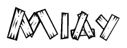 The clipart image shows the name Miay stylized to look as if it has been constructed out of wooden planks or logs. Each letter is designed to resemble pieces of wood.