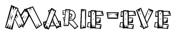 The clipart image shows the name Marie-eve stylized to look as if it has been constructed out of wooden planks or logs. Each letter is designed to resemble pieces of wood.