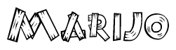 The clipart image shows the name Marijo stylized to look like it is constructed out of separate wooden planks or boards, with each letter having wood grain and plank-like details.