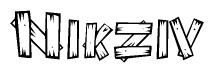 The clipart image shows the name Nikziv stylized to look like it is constructed out of separate wooden planks or boards, with each letter having wood grain and plank-like details.