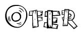 The image contains the name Ofer written in a decorative, stylized font with a hand-drawn appearance. The lines are made up of what appears to be planks of wood, which are nailed together