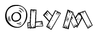 The clipart image shows the name Olym stylized to look like it is constructed out of separate wooden planks or boards, with each letter having wood grain and plank-like details.