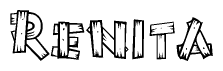 The clipart image shows the name Renita stylized to look like it is constructed out of separate wooden planks or boards, with each letter having wood grain and plank-like details.
