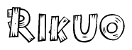 The image contains the name Rikuo written in a decorative, stylized font with a hand-drawn appearance. The lines are made up of what appears to be planks of wood, which are nailed together