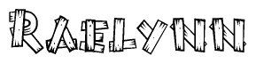 The clipart image shows the name Raelynn stylized to look like it is constructed out of separate wooden planks or boards, with each letter having wood grain and plank-like details.