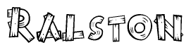The clipart image shows the name Ralston stylized to look like it is constructed out of separate wooden planks or boards, with each letter having wood grain and plank-like details.