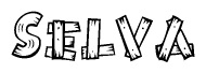The clipart image shows the name Selva stylized to look like it is constructed out of separate wooden planks or boards, with each letter having wood grain and plank-like details.