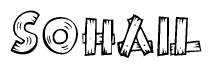 The clipart image shows the name Sohail stylized to look like it is constructed out of separate wooden planks or boards, with each letter having wood grain and plank-like details.