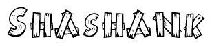 The clipart image shows the name Shashank stylized to look as if it has been constructed out of wooden planks or logs. Each letter is designed to resemble pieces of wood.