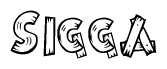 The clipart image shows the name Sigga stylized to look like it is constructed out of separate wooden planks or boards, with each letter having wood grain and plank-like details.