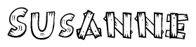 The clipart image shows the name Susanne stylized to look as if it has been constructed out of wooden planks or logs. Each letter is designed to resemble pieces of wood.
