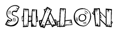 The clipart image shows the name Shalon stylized to look like it is constructed out of separate wooden planks or boards, with each letter having wood grain and plank-like details.