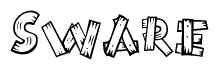 The clipart image shows the name Sware stylized to look as if it has been constructed out of wooden planks or logs. Each letter is designed to resemble pieces of wood.