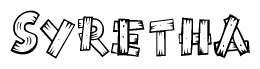 The clipart image shows the name Syretha stylized to look like it is constructed out of separate wooden planks or boards, with each letter having wood grain and plank-like details.