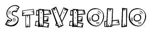 The clipart image shows the name Steveolio stylized to look as if it has been constructed out of wooden planks or logs. Each letter is designed to resemble pieces of wood.
