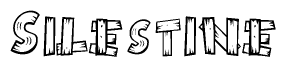 The clipart image shows the name Silestine stylized to look like it is constructed out of separate wooden planks or boards, with each letter having wood grain and plank-like details.