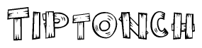 The clipart image shows the name Tiptonch stylized to look as if it has been constructed out of wooden planks or logs. Each letter is designed to resemble pieces of wood.