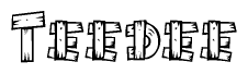The clipart image shows the name Teedee stylized to look like it is constructed out of separate wooden planks or boards, with each letter having wood grain and plank-like details.