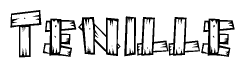 The image contains the name Tenille written in a decorative, stylized font with a hand-drawn appearance. The lines are made up of what appears to be planks of wood, which are nailed together