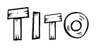 The clipart image shows the name Tito stylized to look like it is constructed out of separate wooden planks or boards, with each letter having wood grain and plank-like details.
