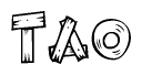 The clipart image shows the name Tao stylized to look as if it has been constructed out of wooden planks or logs. Each letter is designed to resemble pieces of wood.