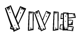The clipart image shows the name Vivie stylized to look as if it has been constructed out of wooden planks or logs. Each letter is designed to resemble pieces of wood.