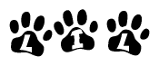 The image shows a series of animal paw prints arranged horizontally. Within each paw print, there's a letter; together they spell Lil